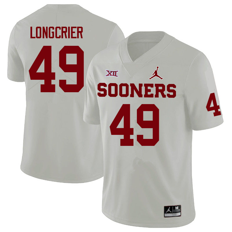 Youth #49 Hunter Longcrier Oklahoma Sooners College Football Jerseys Sale-White